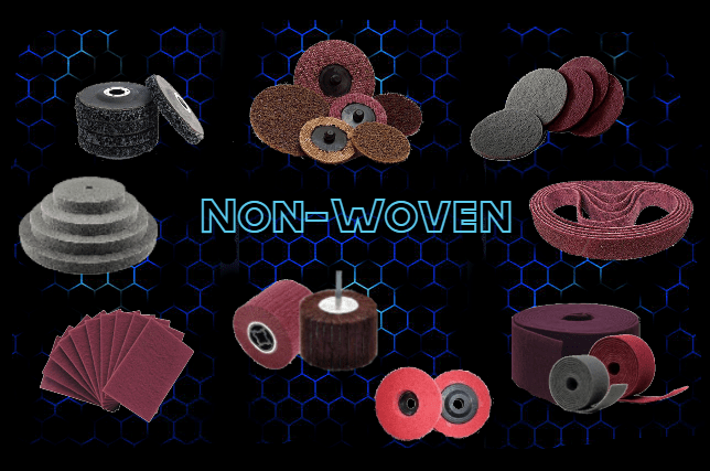 non-woven abrasive, roll, sheet, belt, disc, polishing wheel, quick change disc